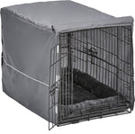 Double Door Dog Crate Kit Includes One Two-Door Matching Gray Bed & Crate Cover, 30-Inch Kit Ideal for Medium Dog Breeds