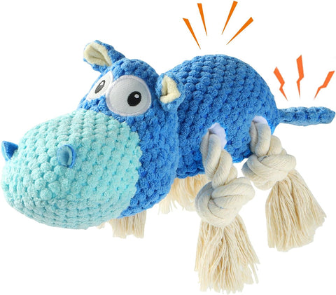 Hippo Plush Toy for Aggressive Chewers 