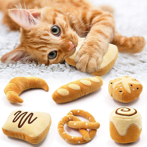  Assorted Bread Catnip Toys - Set of 6