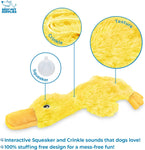 Crinkle Duck Toy for All Sizes - No Filling with Soft Squeaker
